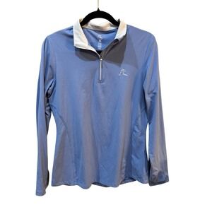 RHOBACK 1/4 Zip Pullover Womens Light Blue Performance Long Sleeve Golf Shirt